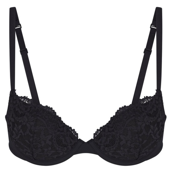 SKIMS Fits Everybody Lace Push-Up Demi Bra, 36C, ONYX - Picture 2 of 11